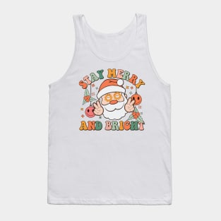 Stay Merry and Bright Retro Groovy Santa claus Christmas gift Tank Top